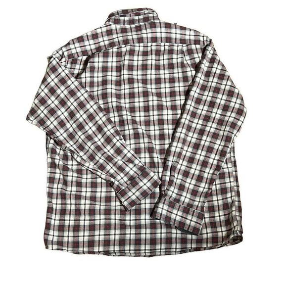 Gap Men's Flannel Checked Long Sleeve Shirt Plaid Button Down Gray Red Large - Picture 2 of 4